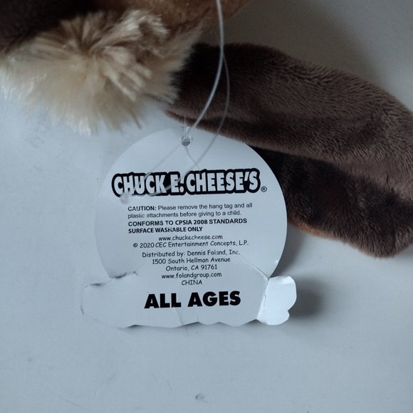 Chuck E Cheese Jasper T Jowls 10" Stuffed Plush Animal toy Dog New - Picture 4 of 6